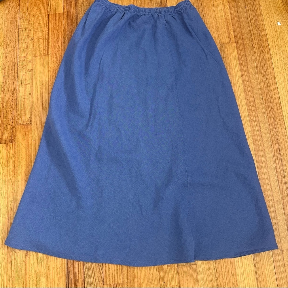 The J. Peterman Company Women's Blue 100% Linen skirt Size L (n) - Picture 2 of 9